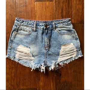 Forever 21 Acid Wash Denim High-Waisted Shorts